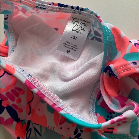 Carter’s Baby Girl Lot Of 2 Floral One Piece Swim Bundle Lined Bathing Suits 3M - Picture 4 of 6